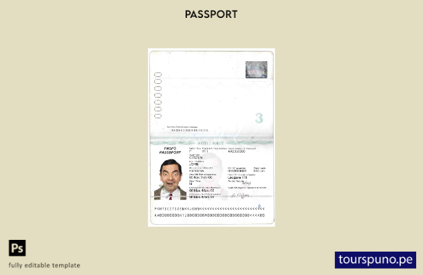 Plantilla de pasaporte de Haití lista para imprimir